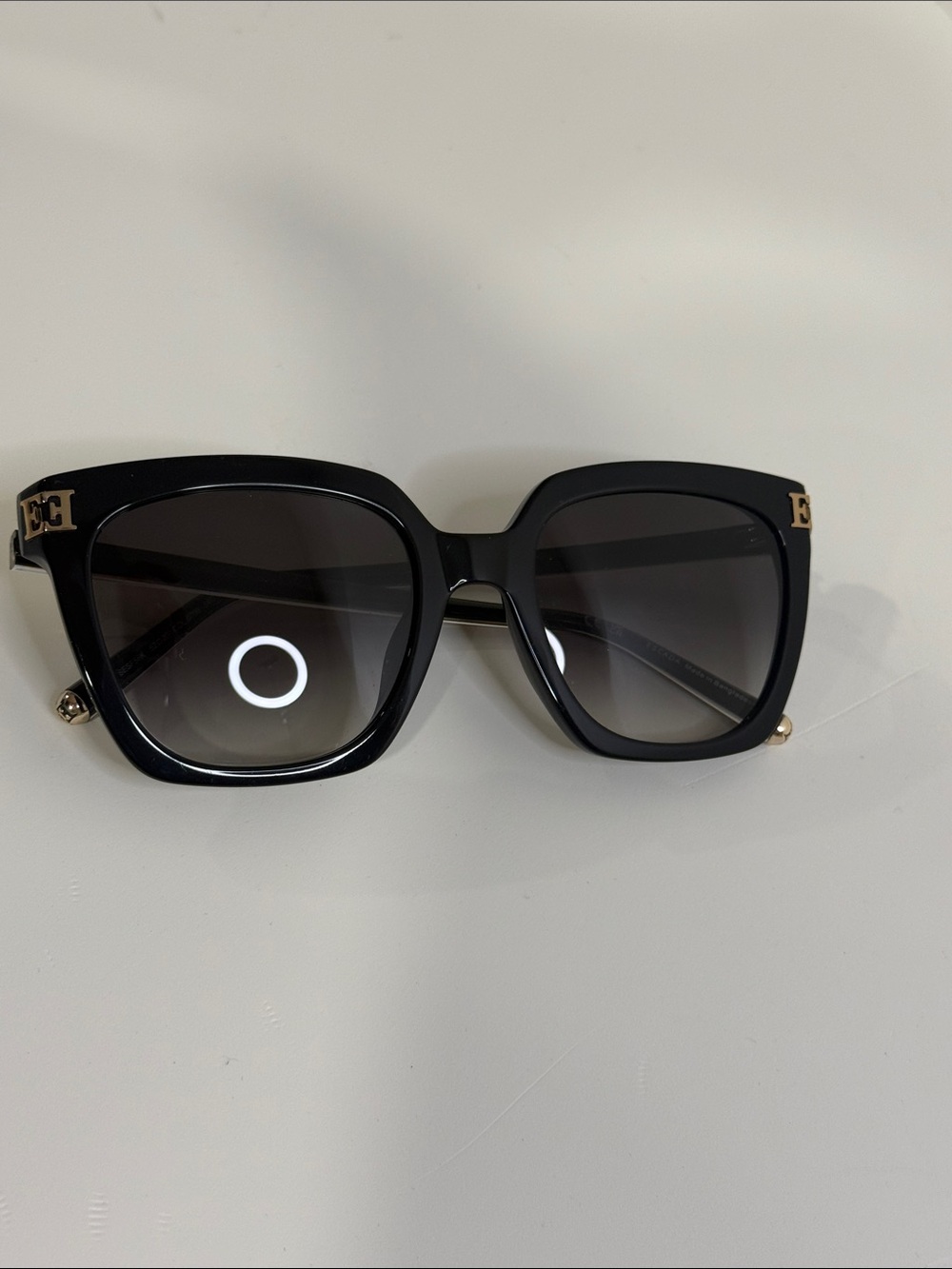 Escada Black Cat-Eye Sunglasses with Gold Accents